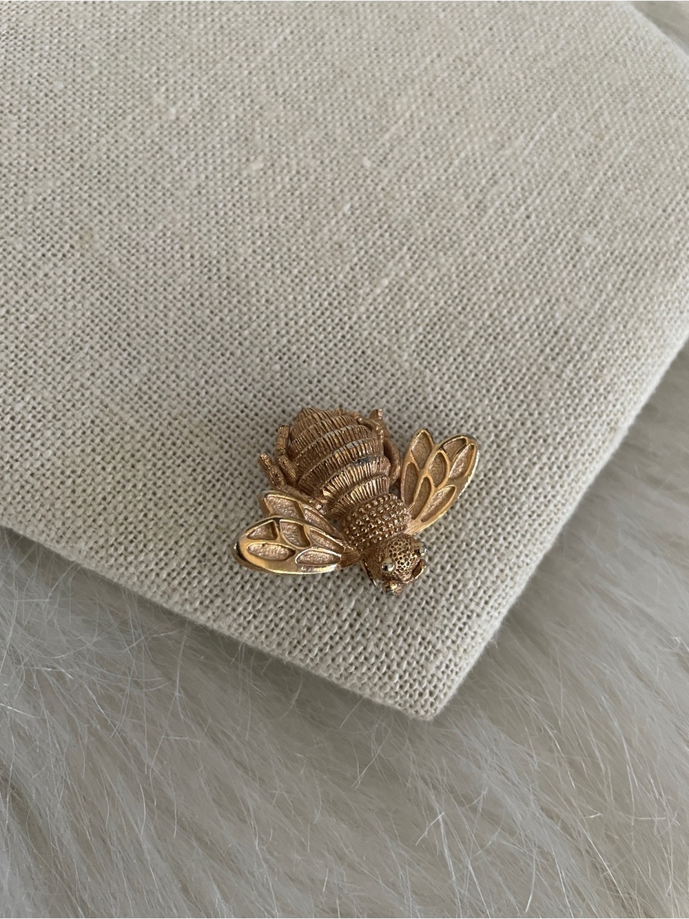 Vintage Gold Bee Brooch - Textured Insect Pin by Avon